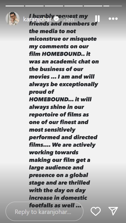 होमबाउंड' के फेलियर पर बोलकर ट्रोल हुए करण जौहर तो दी सफाई, कहा- 'मेरे कमेंट्स का गलत मतलब ना निकालें